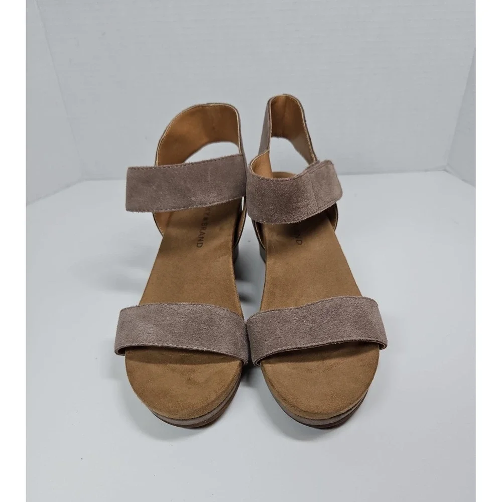 Lucky Brand Womens Tan Leather Kamilia Wedges Sandals Size 6